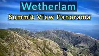 Wetherlam : Labelled Summit View Panorama - Lake District Southern Fells