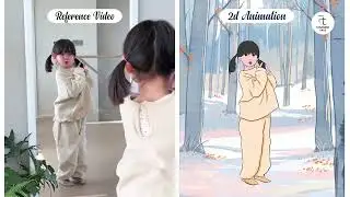 Dance Animation video 30 Seconds clip on 2d frames little girl dancing - love Animation video