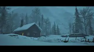 Cabin in a Snowy Blizzard | Cozy Glow in the Storm | 1 Hour Winter Ambience | 4K