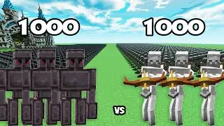 1000 Netherite Golems Vs 1000 Mutant Skeletons | Minecraft