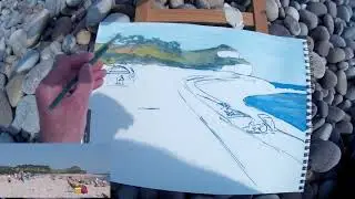 Painting crowds at beach painting part 1
