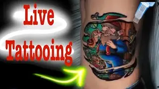 🔴LIVE Tattooing mushrooms and Gnome on the RIBS.