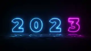 YEAR 2023 neon sign animated  movie
