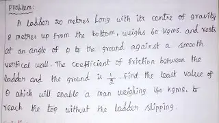 Ladder and Friction related important problem | statics | most expected question | tamil explanation