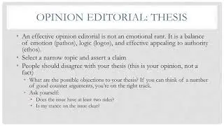 University Writing. Crash Course: Opinion Editorial