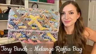 *REVIEW* Tory Burch Fleming Melange Raffia Bag! What Fits, Mod Shots
