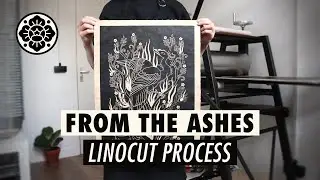 Linocut carving and printing: 