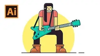 Rock Guitarist - Flat Design Illustrator Creation Process (speed art)