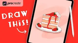 Procreate Step by Step Tutorial - Strawberry Cake