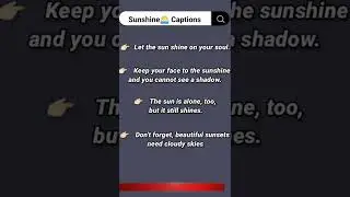 Sunshine 🌅 captions for Instagram #instacaptions #bestcaptions #captionsforinstagram #captions