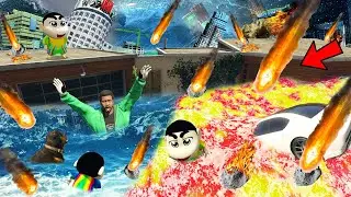GTA 5: SHINCHAN AND FRANKLIN SURVIVE METEOR SHOWER & LAVA SUNAMI - Tsunami Turn into LAVA Tsunami!