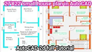 27'X22'small house plan in AutoCAD|low budget cost house plan|2D Ghar ka naksha|home plan in autocad