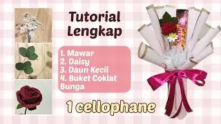 CARA MEMBUAT BUKET COKLAT SILVERQUEEN DAN BUNGA | TUTORIAL BUKET COKLAT | 1 CELLOPHANE