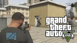 GTA V - Police shootout on rooftop (five stars)