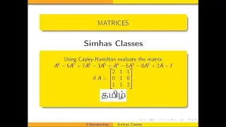MA3151 Using Cayley Hamilton Theorem, evaluate  A^{8}-5A^{7}+7A^{6}-3A^{5}+A^{4}-5A^{3}-8A^{2}+2A-I