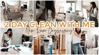 2 DAY CLEANING MOTIVATION! All Day Clean with Me + Organizing my New Room! Justine Marie