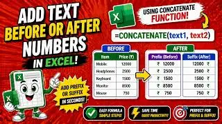 💫 How to Use the Concatenation Function in Microsoft Excel to Add Prefix and Suffix Texts || IT WALA
