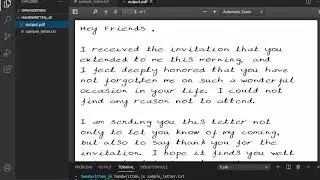 handwritten.js - Convert typed text to realistic handwriting PDF JPEG Image