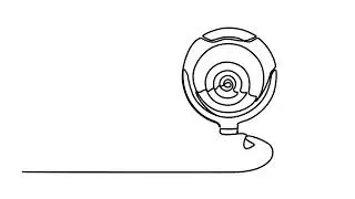 animation of a continuous drawing of a surveillance camera with one line. linear video