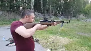 СКС. Стрельба замедленной съемкой СКС.