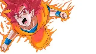 DIbujando a Goku Fase Dios/ Drawing Goku Phase God
