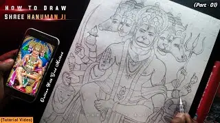 पंचमुखी श्री हनुमान जी का Drawing 🥰 || Step By Step (Tutorial Video) || Kishan Gupta Arts #shiv