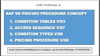 CONCEPT 38- SAP SD PRICING PROCEDURE INTRODUCTION V/08 || SAP FORMULA || SAP SD || PART 1