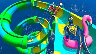 Dangerous waterslide Just Got Even More Epic GTA 5 | Spiderman Ragdoll Ep.117 #waterslide #ragdoll