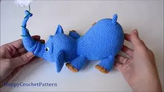 Amigurumi Elephant crocheted. Pattern. Detailed tutorial. Elephant with flower