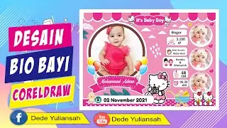Cara Membuat Desain Biodata bayi dengan coreldraw x7 | hello kitty