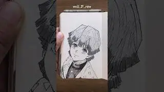 [ASMR] Drawing Zenitsu ⚡️ - Demon Slayer #satisfying #shorts #asmr
