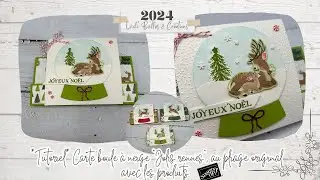 *Tutoriel* Carte boule à neige "Jolis rennes", au pliage original - Plaisirs de rennes Stampin' Up!