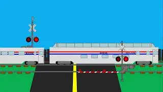 Amtrak Train passing the Railroad Crossing
