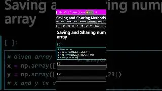Saving and Sharing Method in numpy video no.1 #shorts #coding #numpy #python #numpyarray