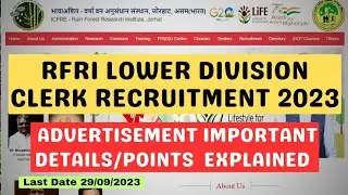 Rain Forest Research Institute Recruitment 2023 | RFRI LDC Recruitment 2023