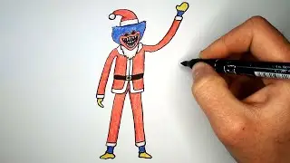Как нарисовать Новогоднего Хаги Ваги | Huggy Wuggy from Poppy Playtime - drawing
