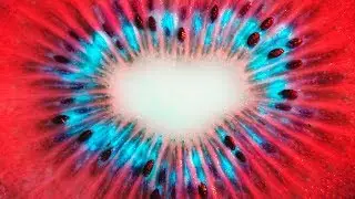 This is a Kiwi Fruit Under UV light