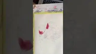 Watercolor Protea in a process