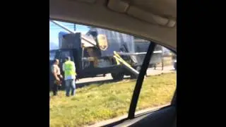 Light Pole Some How Goes THROUGH UPS Truck. I-35 Austin Texas