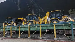 Transportation of JCB by train 🚆 #jcb   #train
