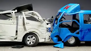 Crash Test of Toyota Hiace & Isuzu Truck Diecast Model - Slowmotion Cars Destruction