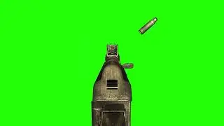 AKS-74U kalashnikov, FPS view, fire and reload, green screen