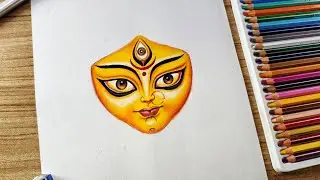 Easy maa durga drawing | colour pencil drawing step by step 😱