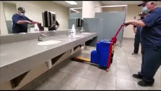 Cleaning Restroom Tiles, Grouts And Base Molds With The PowerBug