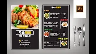 Menu card Design in Adobe Illustrator   - Fast Food Restaurant
