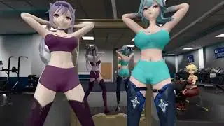 Eula and Keqing Transparent swinging dance sportswear Genshin MMD 