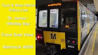 Front Seat View: Tyne & Wear Metro Yellow Line - St. James to Whitley Bay - Metrocar 4028