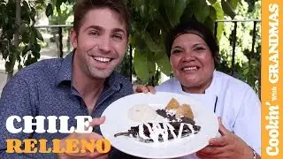 How to make a cheese and mushroom stuffed Chile Relleno with Grandma Ines