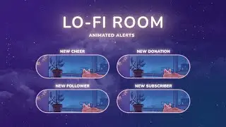 Lofi Room Animated Alerts for Twitch, Youtube and Facebook Gaming