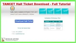 How to download Hall Ticket for TANCET Exam